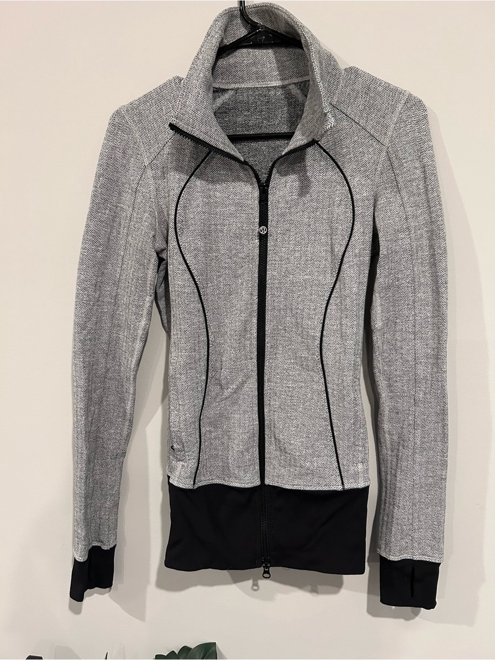 lululemon athletica Heather Gray and Black Zip-Up Utility Jacket